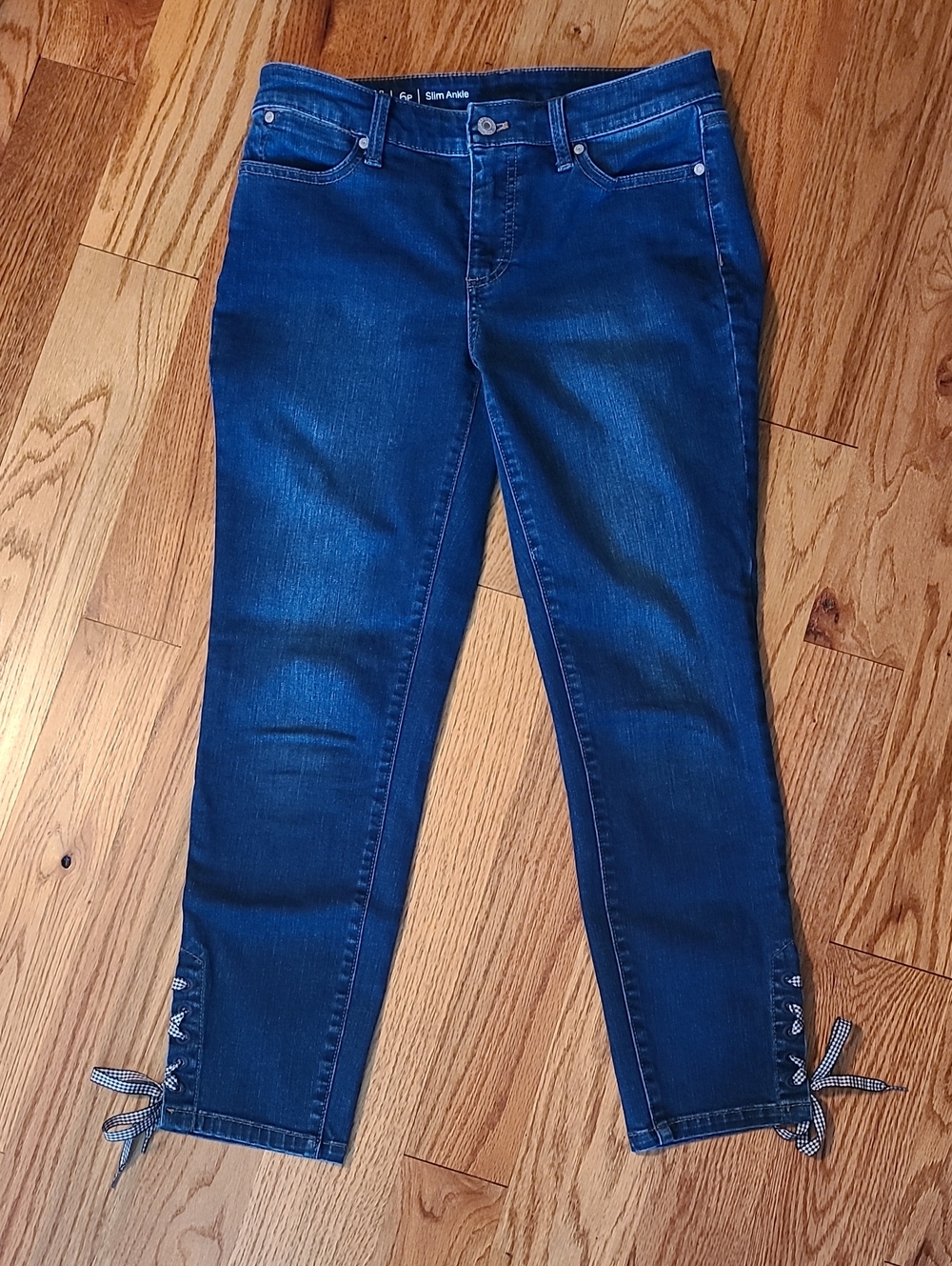 Talbots Dark Blue Slim Ankle Jeans with Tie Hem